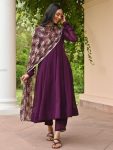 NEW ARRIVAL PLAIN ANARKALI GOWN BOTTOM WITH DIGITAL PRINTED DUPATTA FESTIVE WEAR WHOLESALE PRICE ETHNIC GARMENT (1)