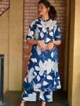 NEW ARRIVAL POLY RAYON DIGITAL PRINTED CO-ORD SET BLUE