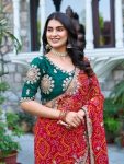 NEW ARRIVAL PURE BANDHEJ PITHA AND GOTA PATTI WORK SAREE WITH UNSTITCHED BLOUSE FESTIVE WEAR WHOLESALE PRICE ETHNIC GARMENT (4)