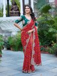 NEW ARRIVAL PURE BANDHEJ PITHA AND GOTA PATTI WORK SAREE WITH UNSTITCHED BLOUSE FESTIVE WEAR WHOLESALE PRICE ETHNIC GARMENT (4)