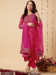 NEW ARRIVAL RAYON EMBROIDERY WITH FOIL PRINT WORK TOP BOTTOM WITH DUPATTA RANI