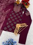NEW ARRIVAL RAYON EMBROIDERY WITH FOIL PRINT WORK TOP BOTTOM WITH DUPATTA FESTIVE WEAR WHOLESALE PRICE ETHNIC GARMENT (3)