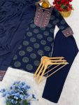NEW ARRIVAL RAYON EMBROIDERY WITH FOIL PRINT WORK TOP BOTTOM WITH DUPATTA FESTIVE WEAR WHOLESALE PRICE ETHNIC GARMENT (4)