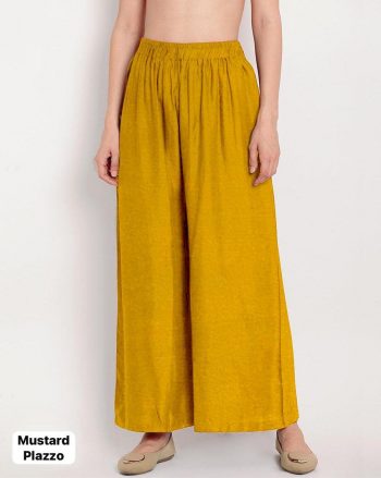 NEW ARRIVAL RAYON PLAIN READY TO WEAR PALAZZO MUSTARD