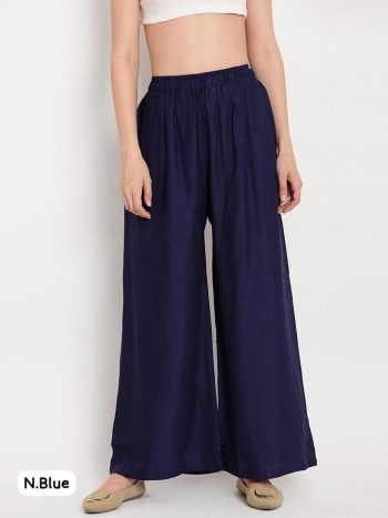 NEW ARRIVAL RAYON PLAIN READY TO WEAR PALAZZO NAVY BLUE
