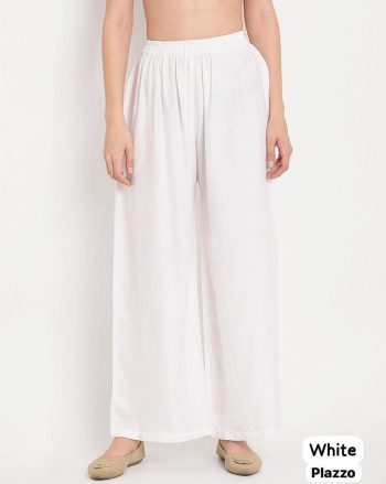 NEW ARRIVAL RAYON PLAIN READY TO WEAR PALAZZO WHITE