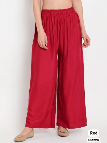 NEW ARRIVAL RAYON PLAIN READY TO WEAR PALAZZO RED