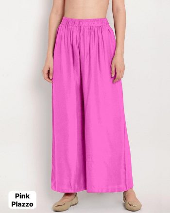 NEW ARRIVAL RAYON PLAIN READY TO WEAR PALAZZO PINK