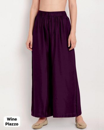 NEW ARRIVAL RAYON PLAIN READY TO WEAR PALAZZO WINE