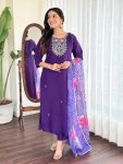 NEW ARRIVAL ROMAN SILK EMBROIDERY WORK TOP BOTTOM WITH DUPATTA PARTY WEAR WHOLESALE PRICE ETHNIC GARMENT (3)