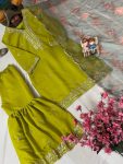 NEW ARRIVAL ROMAN SILK SEQUECEN AND ZARI EMBROIDERY WORK TOP SHARARA WITH DUPATTA FESTIVE WEAR WHOLESALE PRICE ETHNIC GARMENT (5)