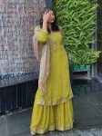 NEW ARRIVAL ROMAN SILK SEQUECEN AND ZARI EMBROIDERY WORK TOP SHARARA WITH DUPATTA FESTIVE WEAR WHOLESALE PRICE ETHNIC GARMENT (5)