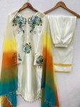 NEW ARRIVAL SATIN SILK EMBROIDERY SEQUENCE WORK TOP BOTTOM WITH DUPATTA PARTY WEAR WHOLESALE PRICE ETHNIC GARMENT (3)