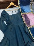 NEW ARRIVAL SHIMMER SILK PLAIN GOWN BOTTOM WITH DUPATTA PARTY WEAR WHOLESALE PRICE ETHNIC GARMENT (3)