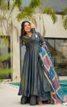 NEW ARRIVAL SHIMMER SILK PLAIN GOWN BOTTOM WITH DUPATTA PARTY WEAR WHOLESALE PRICE ETHNIC GARMENT (3)