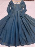 NEW ARRIVAL SHIMMER SILK PLAIN GOWN BOTTOM WITH DUPATTA PARTY WEAR WHOLESALE PRICE ETHNIC GARMENT (3)