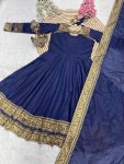 NEW ARRIVAL SILK COTTON JACQUARD WEAVING JARI WORK ANARKALI GOWN WITH DUPATTA FESTIVE WEAR WHOLESALE PRICE ETHNIC GARMENT (4)