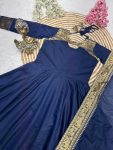 NEW ARRIVAL SILK COTTON JACQUARD WEAVING JARI WORK ANARKALI GOWN WITH DUPATTA FESTIVE WEAR WHOLESALE PRICE ETHNIC GARMENT (4)