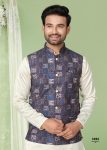 NEW ARRIVAL SILK PLAIN MEN’S KURTA PAYJAMA WITH DIGITAL PRINT WITH THREAD AND SEQUENCE WORK KOTI PARTY WEAR WHOLESALE PRICE ETHNIC GARMENT (4)