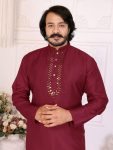 NEW ARRIVAL SILKY SILK THREAD WORK MEN’S KURTA PAYJAMA FESTIVE WEAR WHOLESALE PRICE ETHNIC GARMENT (11)