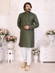 NEW ARRIVAL SILKY SILK THREAD WORK MEN’S KURTA PAYJAMA FESTIVE WEAR WHOLESALE PRICE ETHNIC GARMENT (13)