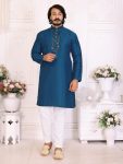 NEW ARRIVAL SILKY SILK THREAD WORK MEN’S KURTA PAYJAMA FESTIVE WEAR WHOLESALE PRICE ETHNIC GARMENT (5)