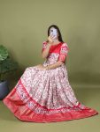 NEW ARRIVAL SOFT SILK BATIK PRINT WITH FOIL WORK ON BORDER WORK GOWN  GAJARI