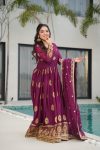 NEW ARRIVAL STAR GEORGETTE EMBROIDERY SEQUENCE WORK GOWN WITH DUPATTA PARTY WEAR WHOLESALE PRICE ETHNIC GARMENT (10)