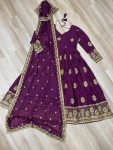 NEW ARRIVAL STAR GEORGETTE EMBROIDERY SEQUENCE WORK GOWN WITH DUPATTA PARTY WEAR WHOLESALE PRICE ETHNIC GARMENT (10)