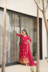 NEW ARRIVAL STAR GEORGETTE EMBROIDERY SEQUENCE WORK GOWN WITH DUPATTA PARTY WEAR WHOLESALE PRICE ETHNIC GARMENT (6)