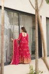 NEW ARRIVAL STAR GEORGETTE EMBROIDERY SEQUENCE WORK GOWN WITH DUPATTA PARTY WEAR WHOLESALE PRICE ETHNIC GARMENT (6)