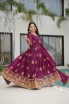 NEW ARRIVAL STAR GEORGETTE EMBROIDERY SEQUENCE WORK GOWN WITH DUPATTA PARTY WEAR WHOLESALE PRICE ETHNIC GARMENT (10)