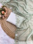 NEW ARRIVAL TABBY SILK CUT BORDER WITH HANDWORK SAREE WITH UNSTITCHED BLOUSE PARTY WEAR WHOLESALE PRICE ETHNIC GARMENT (3)