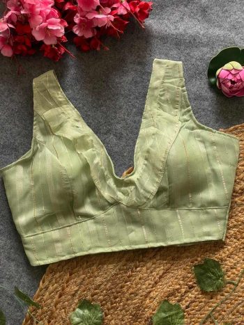 NEW ARRIVAL TISSUE SILK RUFFLE WORK STITCHED BLOUSE PISTA