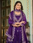 NEW ARRIVAL VICHITRA SILK EMBROIDERY WORK TOP BOTTOM WITH DUPATTA FESTIVE WEAR WHOLESALE PRICE ETHNIC GARMENT (2)