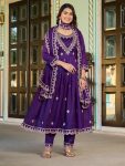 NEW ARRIVAL VICHITRA SILK EMBROIDERY WORK TOP BOTTOM WITH DUPATTA PURPLE