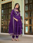 NEW ARRIVAL VICHITRA SILK EMBROIDERY WORK TOP BOTTOM WITH DUPATTA FESTIVE WEAR WHOLESALE PRICE ETHNIC GARMENT (2)
