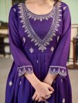 NEW ARRIVAL VICHITRA SILK EMBROIDERY WORK TOP BOTTOM WITH DUPATTA FESTIVE WEAR WHOLESALE PRICE ETHNIC GARMENT (2)