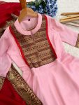 NEW ARRIVAL VICHITRA SILK JACQUARD ZARI WEAVING WORK ANARKALI GOEN WITH DUPATTA FESTIVE WEAR WHOLESALE PRICE ETHNIC GARMENT (3)