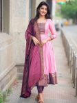 NEW ARRIVAL VICHITRA SILK JACQUARD ZARI WEAVING WORK ANARKALI GOEN WITH DUPATTA FESTIVE WEAR WHOLESALE PRICE ETHNIC GARMENT (4)