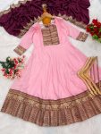 NEW ARRIVAL VICHITRA SILK JACQUARD ZARI WEAVING WORK ANARKALI GOEN WITH DUPATTA FESTIVE WEAR WHOLESALE PRICE ETHNIC GARMENT (4)