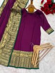 NEW ARRIVAL VICHITRA SILK JACQUARD ZARI WEAVING WORK TOP WITH DUPATTA FESTIVE WEAR WHOLESALE PRICE ETHNIC GARMENT (3)