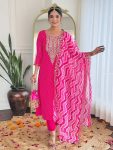 NEW ARRIVAL VICHITRA SILK SEQUENCE CODING EMBROIDERY WORK TOP BOTTOM WITH DUPATTA FESTIVE WEAR WHOLESALE PRICE ETHNIC GARMENT (7)