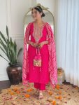 NEW ARRIVAL VICHITRA SILK SEQUENCE CODING EMBROIDERY WORK TOP BOTTOM WITH DUPATTA FESTIVE WEAR WHOLESALE PRICE ETHNIC GARMENT (7)