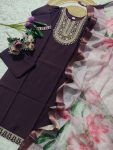 NEW ARRIVAL VISCOSE CHANDERI SILK SEQUENCE CODING EMBROIDERY WORK TOP BOTTOM WITH DUPATTA FESTIVE WEAR WHOLESALE PRICE ETHNIC GARMENT (4)