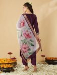 NEW ARRIVAL VISCOSE CHANDERI SILK SEQUENCE CODING EMBROIDERY WORK TOP BOTTOM WITH DUPATTA FESTIVE WEAR WHOLESALE PRICE ETHNIC GARMENT (4)