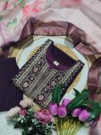 NEW ARRIVAL VISCOSE CHANDERI SILK SEQUENCE CODING EMBROIDERY WORK TOP BOTTOM WITH DUPATTA FESTIVE WEAR WHOLESALE PRICE ETHNIC GARMENT (4)