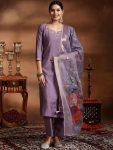 NEW ARRIVAL VISCOSE EMBROIDERY WORK TOP BOTTOM WITH DUPATTA LAVENDER