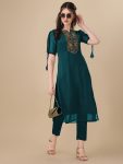 RICH LOOK ART SILK EMBROIDERY WORK KURTI FESTIVE WEAR WHOLESALE PRICE ETHNIC GARMENT (9)