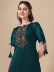 RICH LOOK ART SILK EMBROIDERY WORK KURTI FESTIVE WEAR WHOLESALE PRICE ETHNIC GARMENT (9)